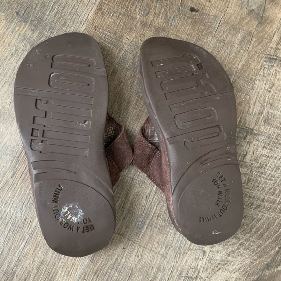 FitFlop Womens Oasis Thong Style Sandals Brown Micro Wobble Board - Picture 5 of 6